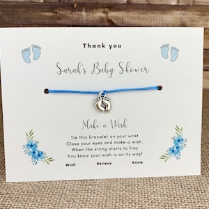 Baby Shower Favors, Baby Boy Shower Favors, Boy Shower Favors, Baby Shower Favors for Guest boys, Baby Feet Charm Wish Bracelet