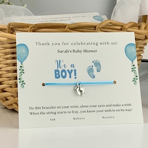 Baby Shower Favors, For Boy, For Girl, Custom Baby Favors, Baby Shower Thank you Gifts, Wish Bracelet Favors with Personalized Wish Card