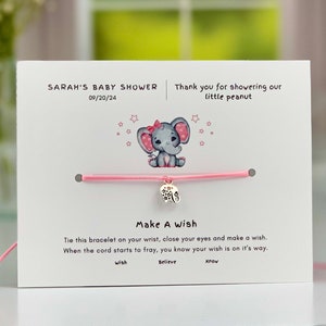 Baby Shower Favors, Elephant Shower Favors Girl, Elephant Baby Shower Boy, Gender Neutral, Baby Elephant Charm Wish Bracelet Favors