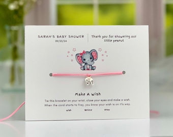 Baby Shower Favors, Elephant Shower Favors Girl, Elephant Baby Shower Boy, Gender Neutral, Baby Elephant Charm Wish Bracelet Favors