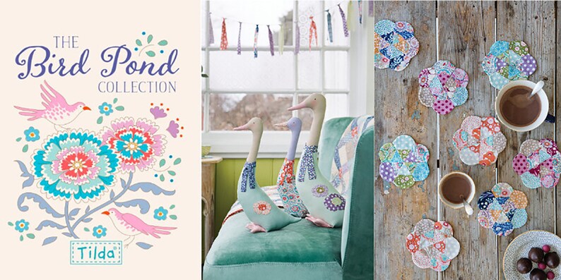50x55 Tilda Bird Pond Fabric Pack 5 St