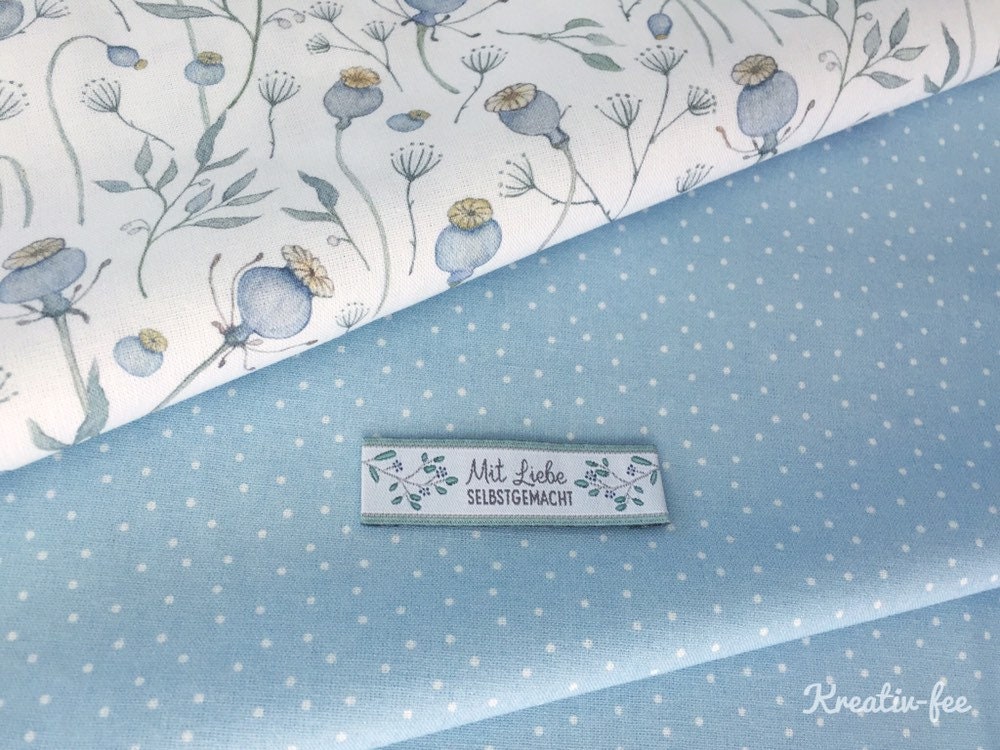 Acufactum fabric package "poppy" blue 2st. + weaving label
