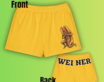 Pantalones cortos unisex de algodón con un perrito caliente devorando a su hijo.