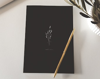 Notizbuch A5 // Black bouquet | Notizheft | gepunktet | schwarz | Geschenkidee für Kollegen