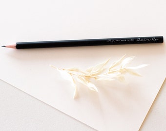 Pencil "I fall in love with details" | Pencil with saying | Stationery | Stationery | paperwork | black | matt | Gift idea