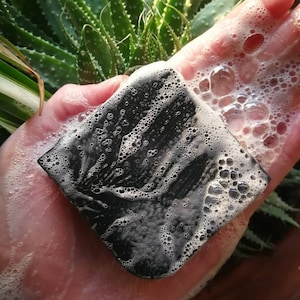 Peppermint & Activated Charcoal handmade natural soap. Organic, vegan, palm oil and Plastic free, cold process soap. Natural shampoo bar.