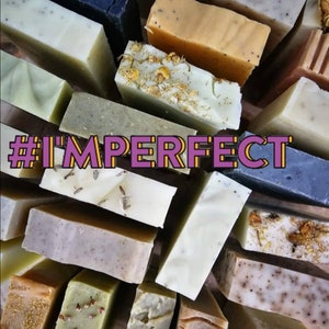 Soap seconds sale. One bar only. 50grams+. Imperfect sale. Lucky dip! Organic. Fair trade. One bar only. Misshapen. Seconds.