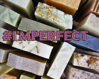 Soap seconds sale. One bar only. 50grams+. Imperfect sale. Lucky dip! Organic. Fair trade. One bar only. Misshapen. Seconds.