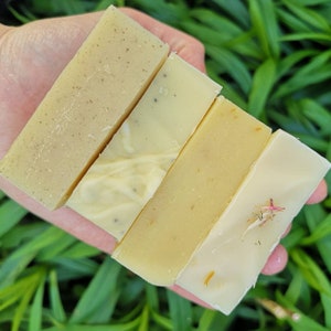 Four Awesome Fruity Floral Bars. Organic, handmade natural soap. Palm oil & plastic free, cold process solid soap bar. Artisan. soap gift.