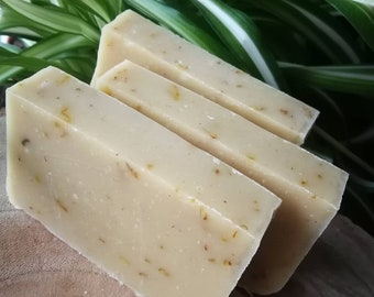 Bergamot, Orange and Calendula flower cold process handmade soap. Natural shampoo. Organic, vegan palm oil and plastic free. Zero Waste