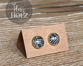 Cabochon earrings "Vintage Lines" stainless steel gold