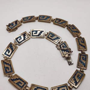 Massief zilveren en turquoise ketting