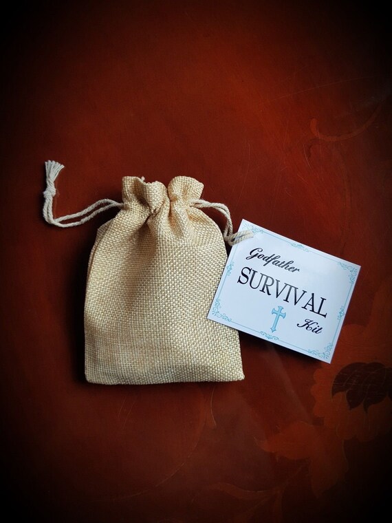 GODFATHER SURVIVAL KIT KEEPSAKE THANK YOU GIFT CHRISTENING GODPARENTS GIFT BAG