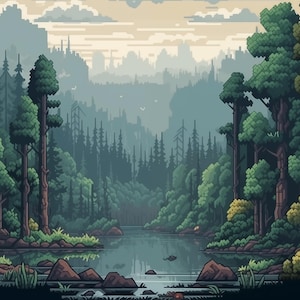 5 Forest Themed Pixel Art Backgrounds | Forest Pixel Art | Pixel Art for Video Games | Video Game Pixel Art