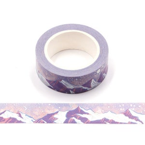 Washi Tape Sample 15 mm x 1 m Purple Mountain Winter Snow Holo