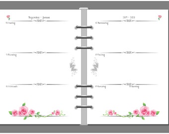 Calendar inserts - 1 week on 2 pages (1W2S) from the desired date printed in DIN A5, Personal Wide, Personal, DIN A6, Pocket, Mini - 2022/2023