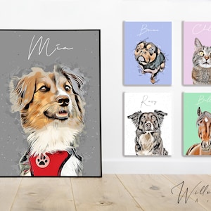 Custom Cartoon Pet Portraits | Personalised Dog Portrait | Hand Illustrated Pet Portrait | Cartoon Pet Gift | Pet Lovers | Pet Memorial Gift