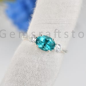 Beautiful Paraiba Tourmaline Gemstone Ring - 925 Solid Sterling Silver Prong Setting Ring - Oval Solitaire Ring - Dainty Ring -Birthday Gift