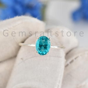 Amazing Paraiba Tourmaline Color Gemstone Ring - 925 Sterling Silver Prong Setting Ring - Engagement Ring - Dainty Ring - Birthstone Jewelry