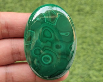 Natural Malachite Cabochon - 37x55x11mm Unique Malachite Gemstone - Excellent Quality Malachite For Pendant, Wire Wrapping, Healing Crystal