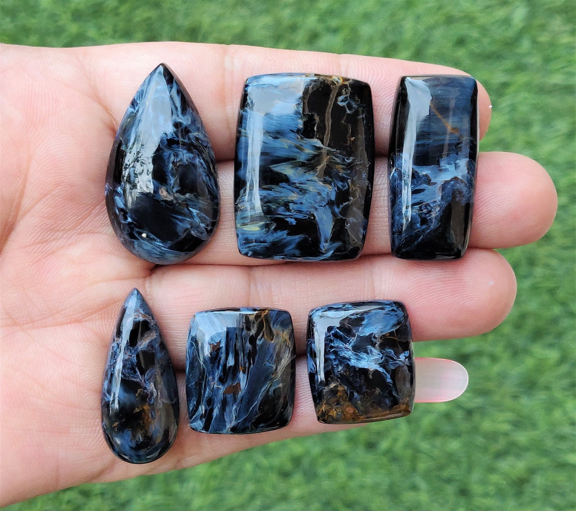 Natural Pietersite Gemstone Lot 6 Pieces Blue Shade Pietersite Cabochon Lot Top Quality Smooth Polished Pietersite for Jewelry Making Etsy