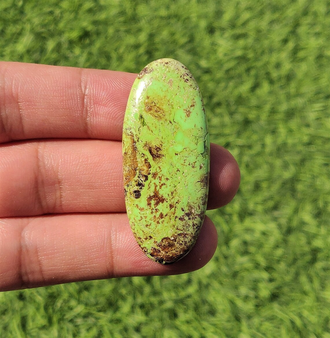 Natural Gaspeite Gemstone 21x49mm Oval Shape Rare Australian