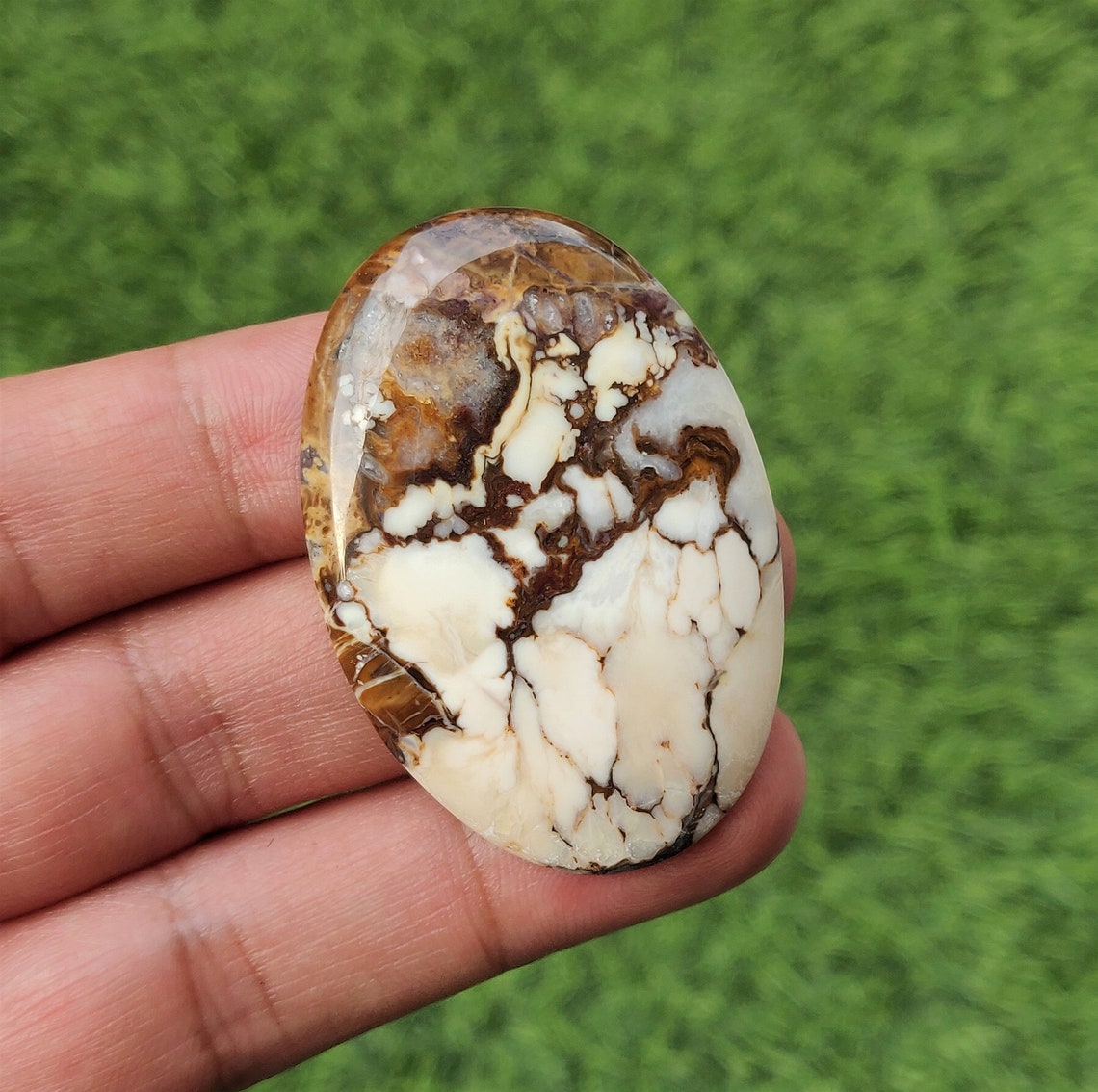 Natural Wild Horse Jasper Gemstone 33x48x5.6mm Oval Wild Etsy