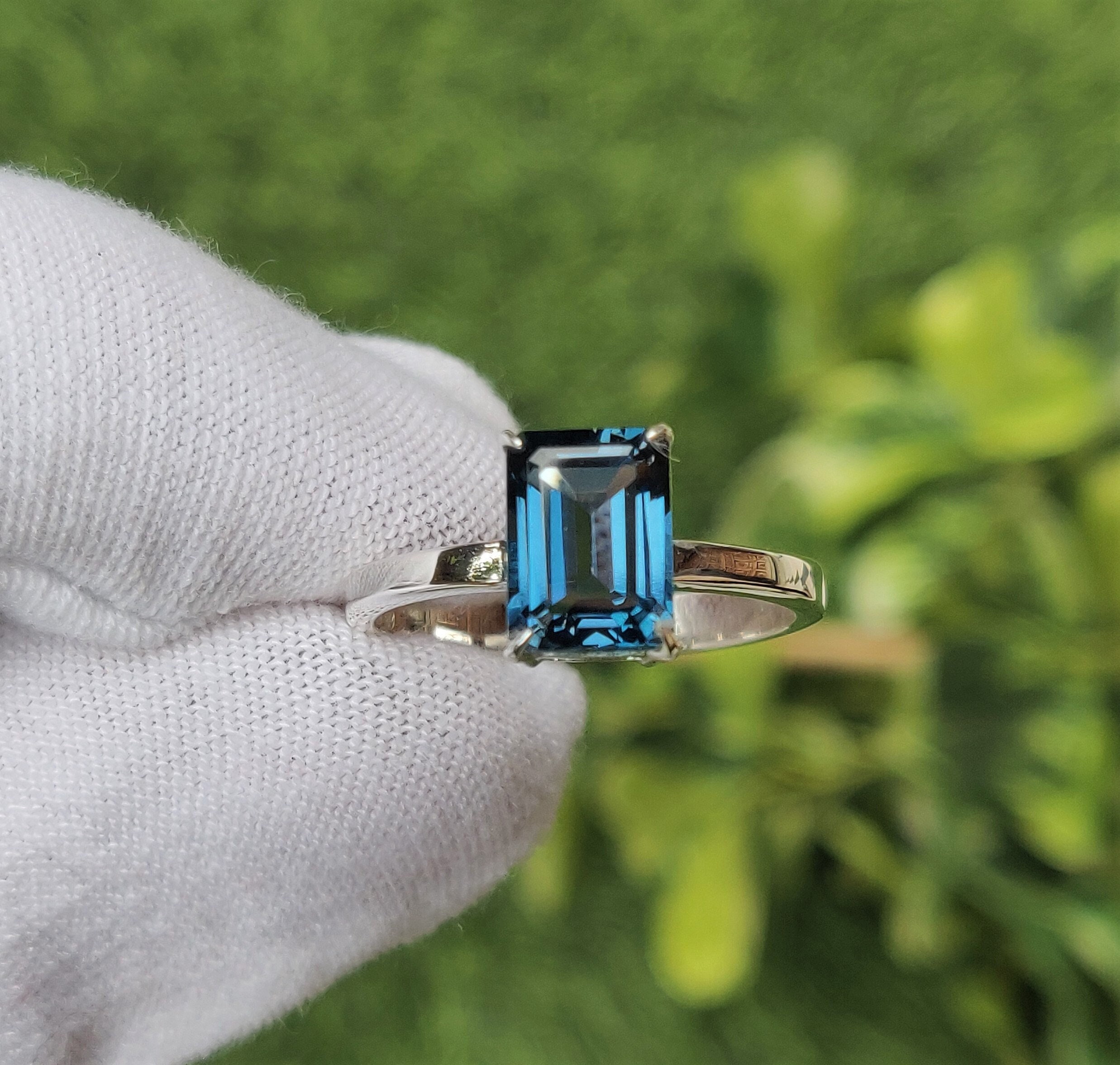 Anello D'argento Con Topazio Azzurro Brasiliano E Zaffiro, 4,1 Carati - Foto 11