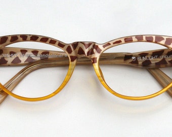 Eyeglass frame hand painted, dark brown spotted