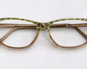 Eyeglass frame hand painted, Grünoliv spotted