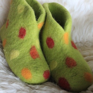Ladies Harlequin felt slippers felt shoes half-high felt boots slippers ladies dots colourful warm slippers cabin shoes