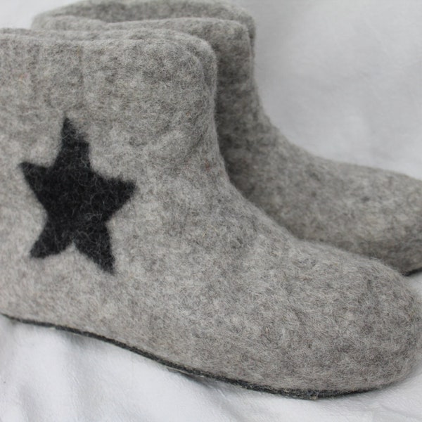 Women's + men's felt slippers size 35-48 felt boots felt shoes star slippers wool felt felt