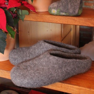 Felt Slippers Slippers Men&#39;s Castle Slippers Natural Colored Gr.38- 47 Push Hut Shoes Wool Felt Sole Rubber Sole