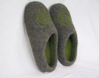 Felt slippers spiral felt shoes slippers women and men size 35-48 wool Aris symbol of strength slippers finches hut shoes felt sole rubber sole