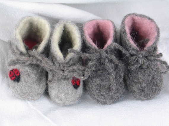 Hand felted Wool Ladybug Children's Slippers Shoes Hand felted Wool Ladybug Children's Slippers Shoes