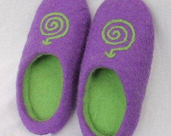 Filzpantoffeln Spirale Filzschuhe Hauschuhe Damen Gr 36-42 Wolle Aris Kraftsymbol Puschen Finken Hüttenschuhe Filzsohle Gummisohle