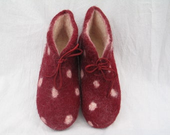 Felt slippers felt boots felt shoes fly agaric red white mom child slippers women children