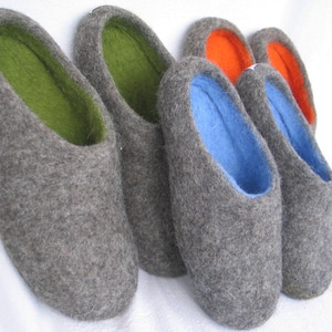 Felt slippers size 36-47 felt shoes slippers finches slippers women grey men cabin shoes felt sole rubber sole felt wool cabin shoes