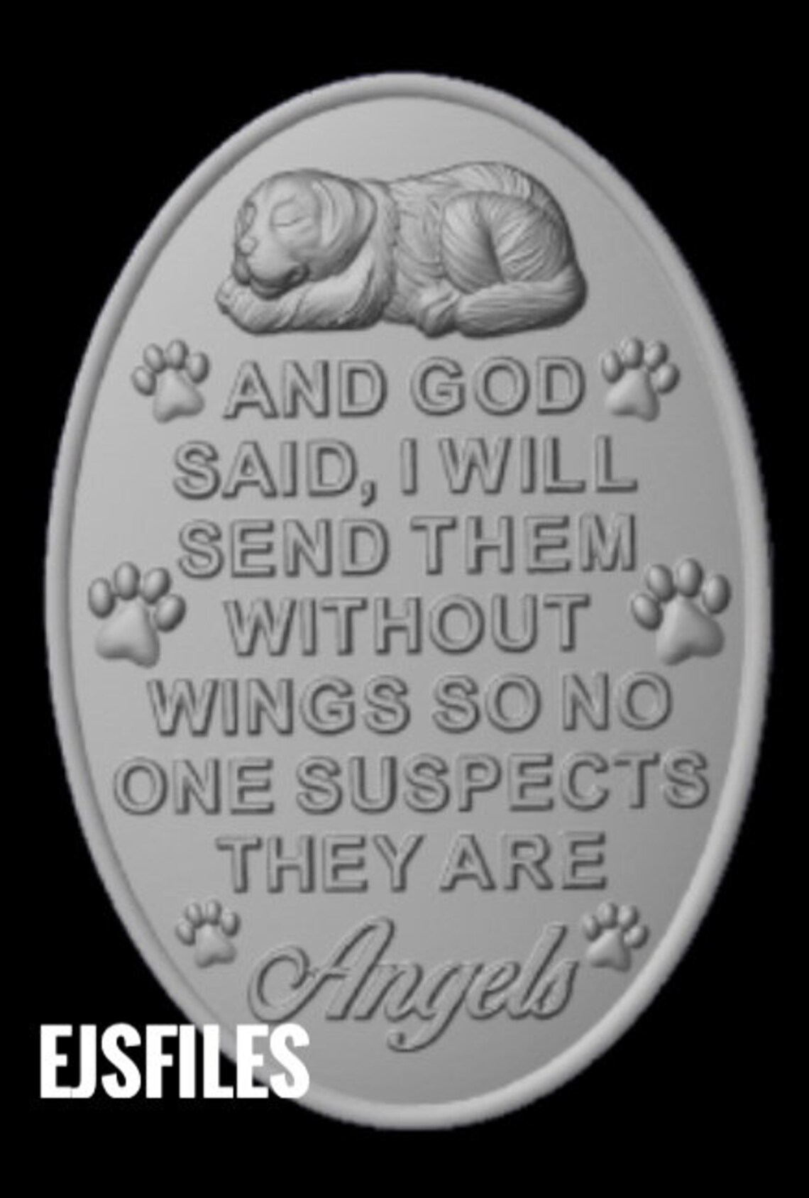 Dogs Angel Sign 3D STL Model for Cnc Etsy