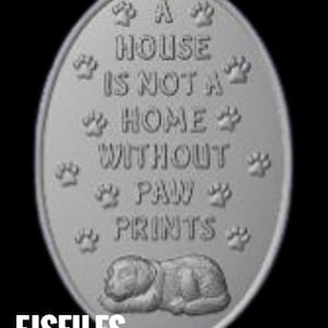 Paw Prints Sign 3D STL model for cnc