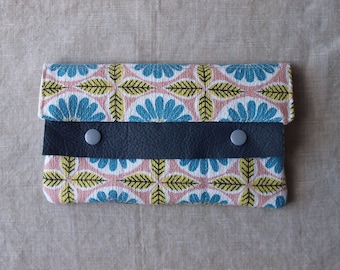 Handmade Organic Cotton Canvas Wallet with Leather Trim - two sizes