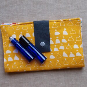 Essential Oil Rollerball Case Organic Cotton Canvas Holds 8 Yellow Kernels