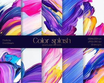 Color Splash Seamless Pattern, Texture Pack, Printable Wrapping Paper, Textile, Fabric, Surface Design, Wallpaper design, Instant Download