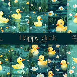 Glad anka sömlöst mönster, djur digitalt papper, anka design clipart, ankor bakgrund, vackert upprepat mönster, kakelbar illustration