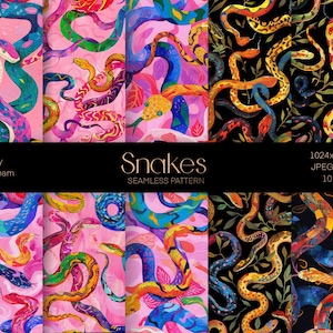 Snakes Digital Paper, Snake Seamless Pattern, Acrylic paint Paper, Animal  Craft print, Wrapping Paper, Instant download file, Sea Life