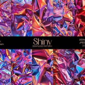 Shiny Digital Paper, Holographic Seamless Pattern, Holo Paper Pack, Hologram, Iridescent Crafts print, Wrapping Paper, Instant download file
