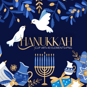 Hanukkah Clip Art, Hanukkah Decor, Décor sur le thème de l’hiver, Noël Clip Art, Autocollants planificateur, Emballage, Autocollants numériques, PNG, Isolé