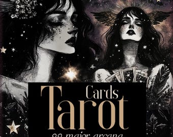 DARK ANGEL Tarot Clip Art, Witchy Cards, Tarot Cards Dark Angel Edition, Tarot Major Archana Cards Design, Tarot Reader, 22 Major Archana