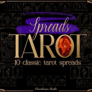 SPREADS DE TAROT IMPRIMIBLES, 11 Spreads más famosos, Tarot para novatos, Diseño de cartas personalizadas, Lector de Tarot para principiantes, Hojas de trucos de Tarot