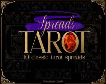 PRINTABLE TAROT SPREADS, 11 Most Famous Spreads, Tarot for Newbies, Custom card design, Tarot Reader for Beginners, Tarot Cheat Sheets